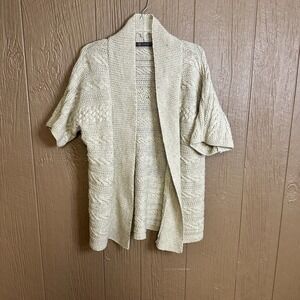 Outback Red Sweater L Open Cardigan Tunic Cable Knit Wrap Shawl Wool Blend Beige